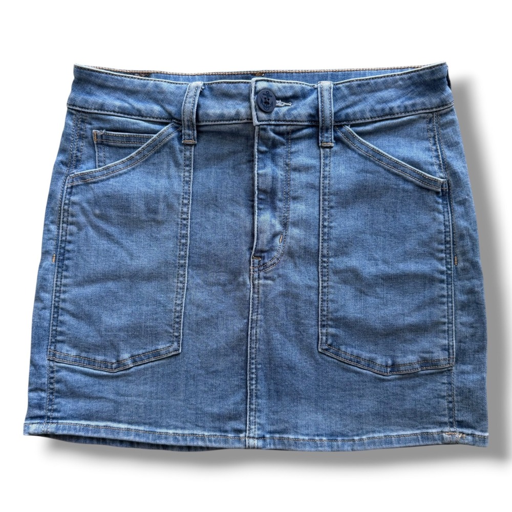 American Eagle Women's 8 Med. Wash Ne(x)t Level Stretch Hi-Rise Mini Denim Skirt